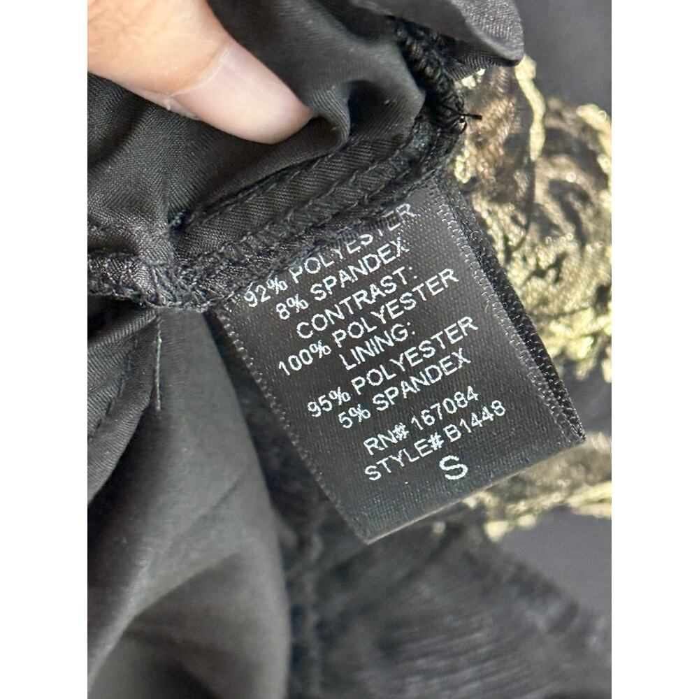 NWT Tuckernuck Pomander Place Lilith Black Gold Lace Ruffle Maxi Dress Size S - Picture 13 of 15